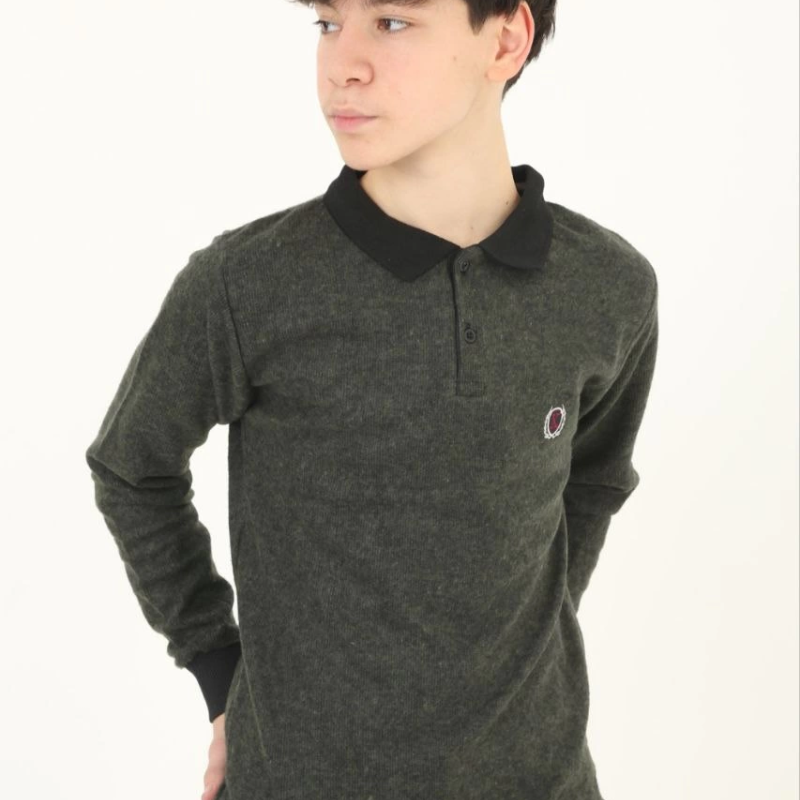 Selanik Yaka Nakışlı Kazak - Haki -