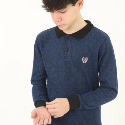 Selanik Yaka Nakışlı Kazak - Lacivert -