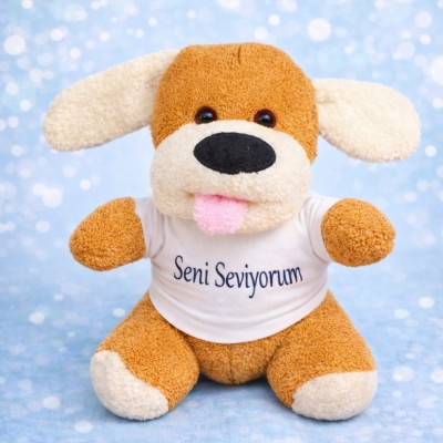 Seni Seviyorum Tişörtlü Sevimli Peluş Köpek