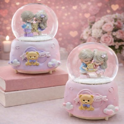 Sevimli Çift Tasarımlı Büyük Boy Otomatik Kar Küresi