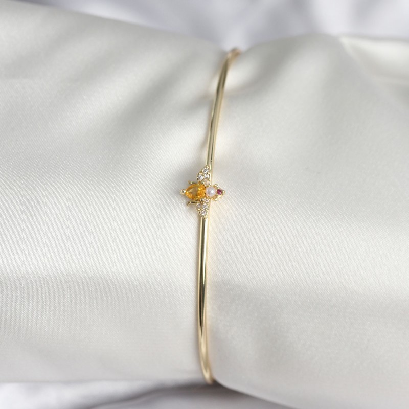 Sinek Figürlü Gold Renk Pirinç Kadın Bileklik