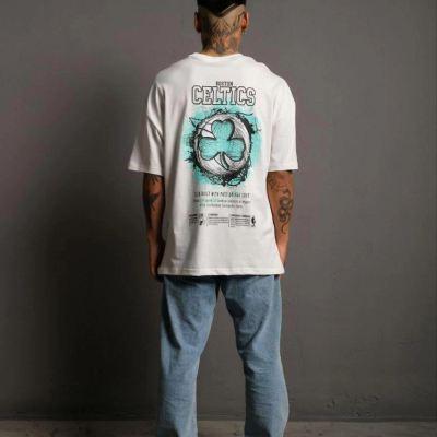 Sırt Baskılı T-shirt - Beyaz -