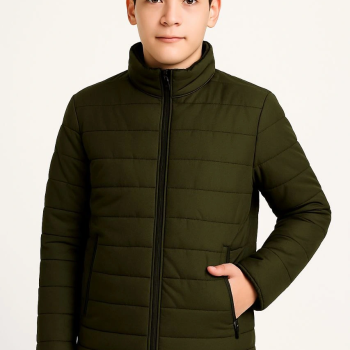 Şişme Mont Hafif ve Sıcak Tutucu Kışlık Fermuarlı Su İtici Rahat Günlük Mont Kapüşonuz Modern Tasarım- Haki