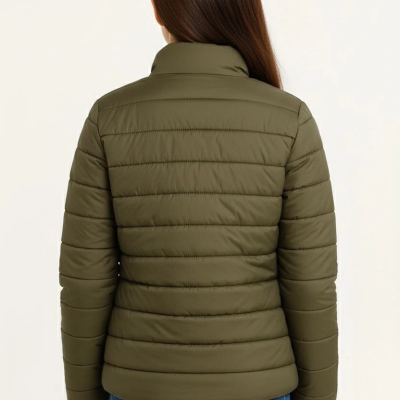 Şişme Mont Hafif ve Sıcak Tutucu Kışlık Fermuarlı Su İtici Rahat Günlük Mont Kapüşonuz Modern Tasarım - Haki