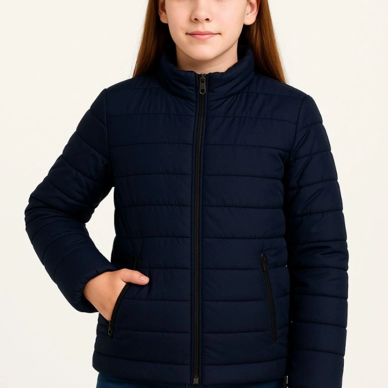 Şişme Mont Hafif ve Sıcak Tutucu Kışlık Fermuarlı Su İtici Rahat Günlük Mont Kapüşonuz Modern Tasarım - Lacivert