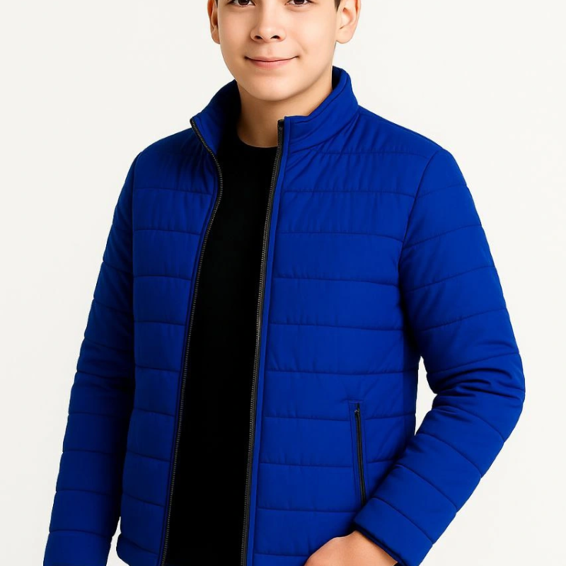 Şişme Mont Hafif ve Sıcak Tutucu Kışlık Fermuarlı Su İtici Rahat Günlük Mont Kapüşonuz Modern Tasarım - Saks Mavisi