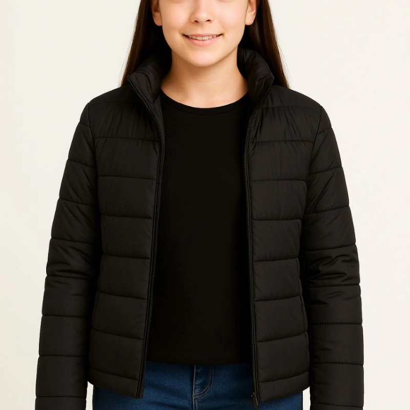 Şişme Mont Hafif ve Sıcak Tutucu Kışlık Fermuarlı Su İtici Rahat Günlük Mont Kapüşonuz Modern Tasarım - Siyah