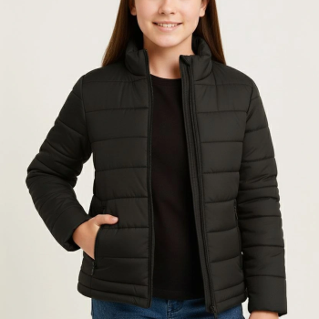 Şişme Mont Hafif ve Sıcak Tutucu Kışlık Fermuarlı Su İtici Rahat Günlük Mont Kapüşonuz Modern Tasarım - Siyah