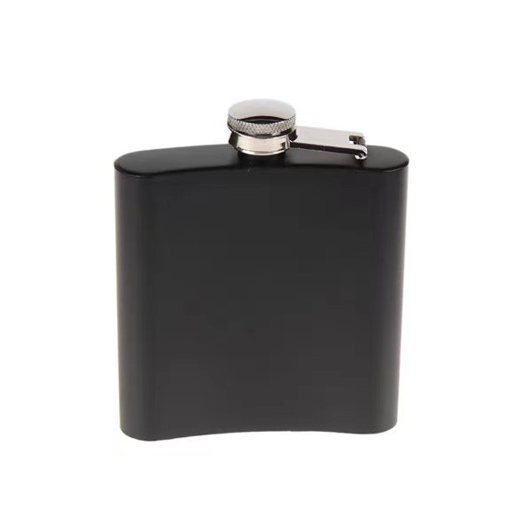 Siyah 6 oz Çelik Cep İçki Kanyak Matarası