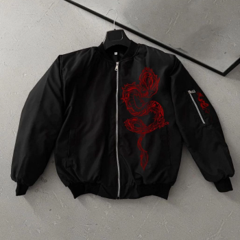 Siyah Bomber Mont – Kırmızı -