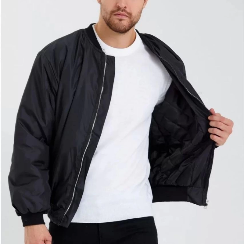 Siyah Bomber Mont – POLIZEI Yazılı, Siyah -