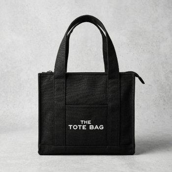 Siyah Kanvas Yumuşak Kol Çantası The Tote Bag 