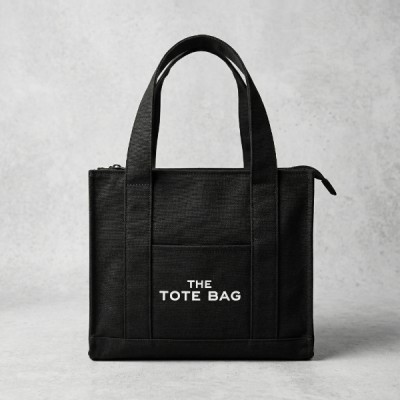 Siyah Kanvas Yumuşak Kol Çantası The Tote Bag 