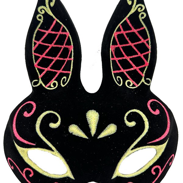 Siyah Kırmızı Gold Tavşan Maskesi