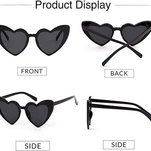Siyah Renk Kalp Şekilli Parti Gözlüğü