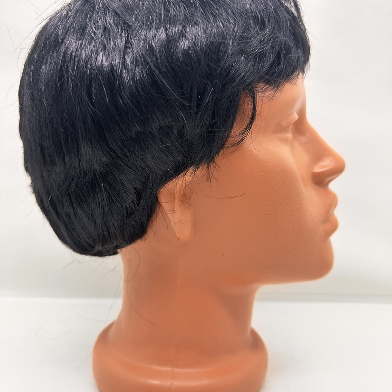 Siyah Renk Kısa Kesim İçi Astarlı Erkek Peruğu 