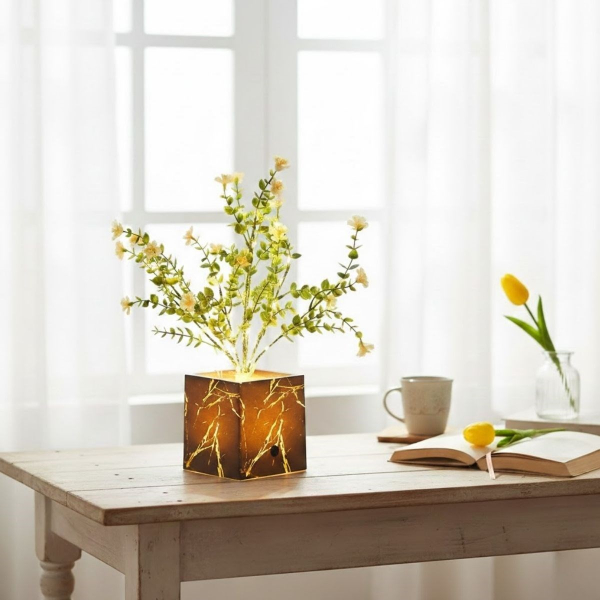 Siyah Saksılı LED Yapay Çiçek 