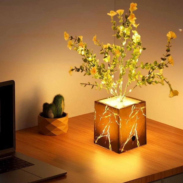 Siyah Saksılı LED Yapay Çiçek 