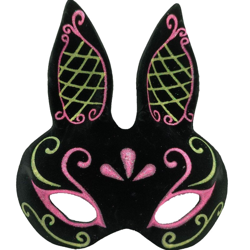 Siyah Süet Kaplama Tavşan Maskesi