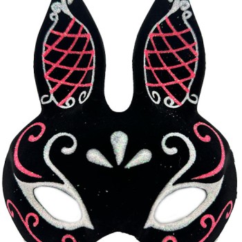 Siyah Süet Tavşan Maskesi Simli 