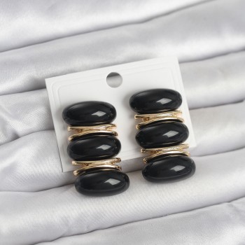 Siyah Vintage Model Gold Renk Kadın Küpe