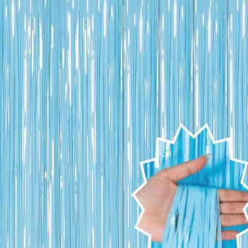 Soft Mavi Püsküllü Kapı Perdesi