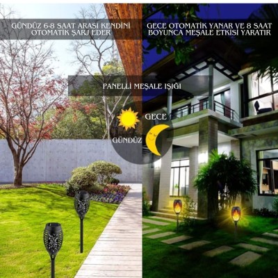 Solar Alev Efektli Bahçe Lambası