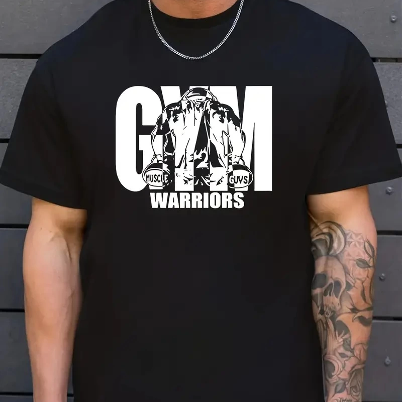 Sporda Günlük Hayata Giyilebilir GYM Baskılı Oversize Bisiklet Yaka   T-shirt - Siyah -