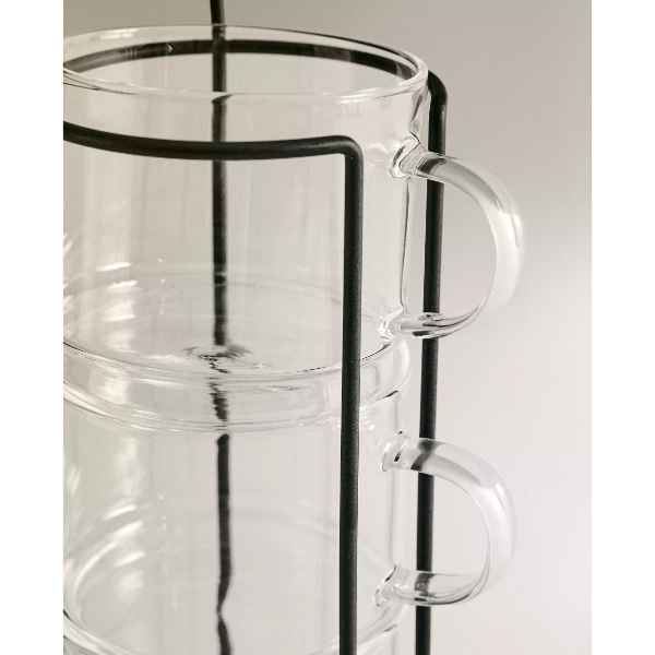 Standlı Borosilikat 4'lü Fincan Seti 