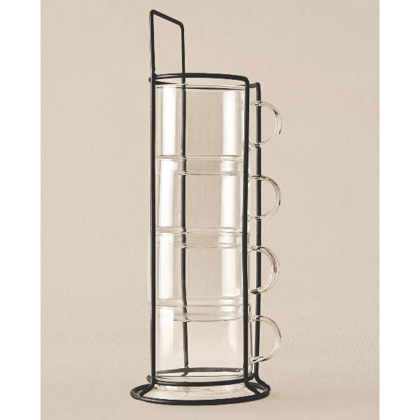 Standlı Borosilikat 4'lü Fincan Seti 