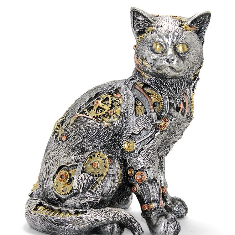 Steampunk Polyester Kedi Figürü Model 1 
