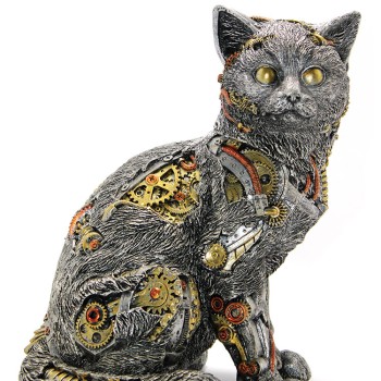 Steampunk Polyester Kedi Figürü Model 2 