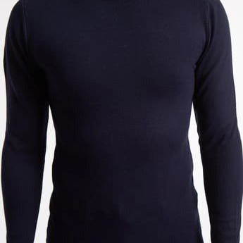 Tam Boğazlı Balıkçı Yaka Dokuma Triko - Lacivert