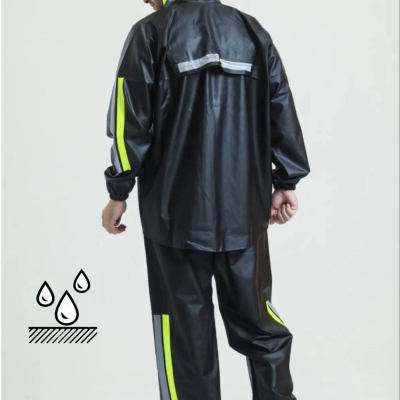 Tam Kalıp Motorcu Kurye Su Gecirmez Yağmurluk Takım - Siyah