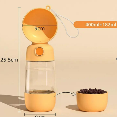 Taşınabilir Evcil Hayvan Mama Hazneli Su Matarası