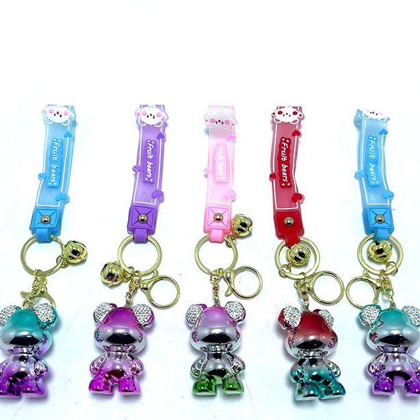 Taşlı Ayıcık Silikon Anahtarlık 