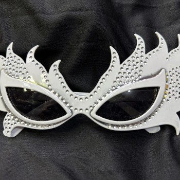 Taşlı Beyaz Alev Parti Gözlüğü 