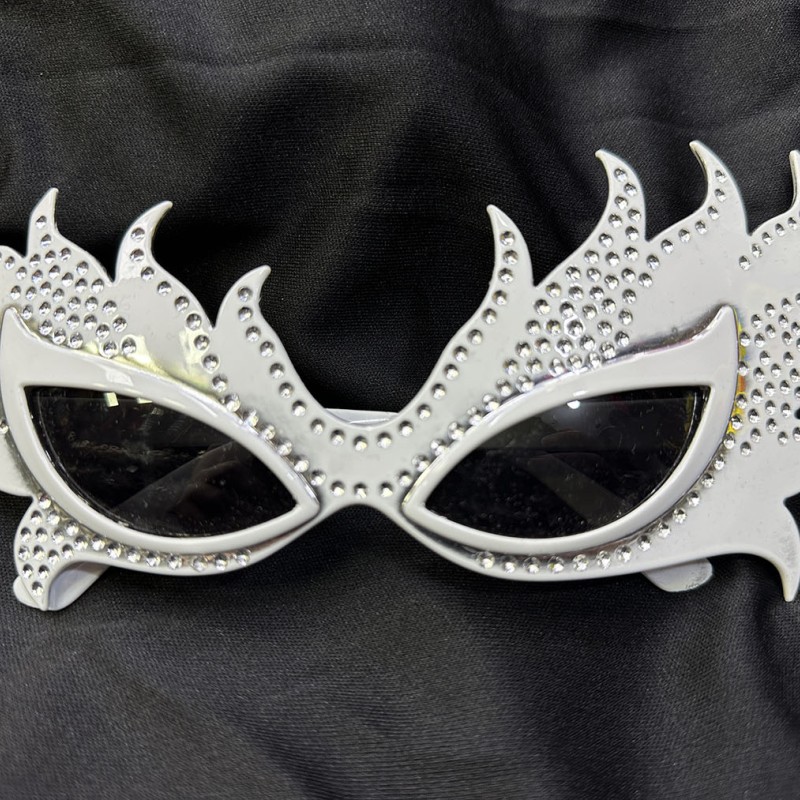 Taşlı Beyaz Alev Parti Gözlüğü 