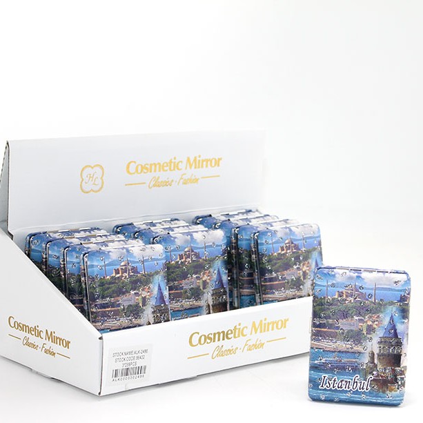 Taşlı İstanbul Tasarımı El Aynası Kalın Model 12 