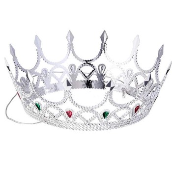 Taşlı Rönesans Kraliyet Gümüş Renk Kraliçe Tacı
