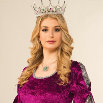 Taşlı Rönesans Kraliyet Gümüş Renk Kraliçe Tacı