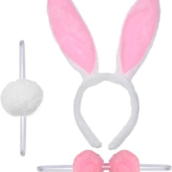 Tavşan Kostüm Seti Taç Papyon Kuyruk Pembe Renk