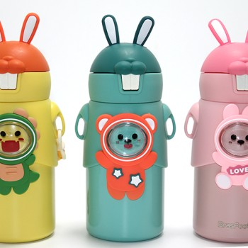 Tavşan Kulaklı Sevimli Ayı Figürlü Çelik Termos 