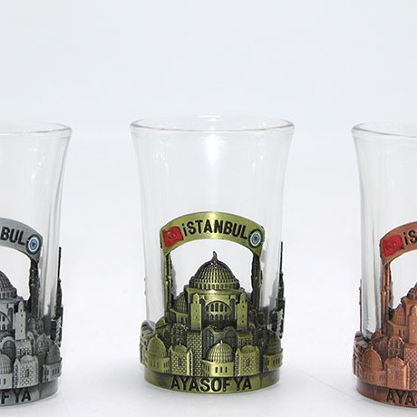 Tekli Metal Cam Bardaklı Shot Bardak 