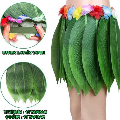 Tropikal Esintili Hawaii Yapraklı Parti Eteği Yetişkin Boy