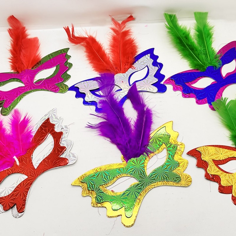 Tüylü Kağıt Parti Venedik Balo After Maskesi 6 Adet