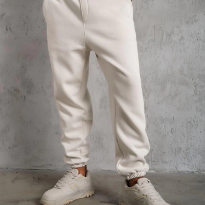 Üç İplik Alt Eşofman Lastikli - Beyaz