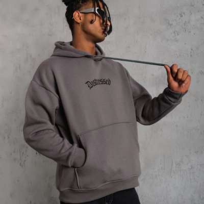 Üç İplik Baskılı Kapüşonlu Sweat - Gri