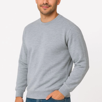 Üç İplik Düz Bisiklet Yaka SweatShirt - Gri -