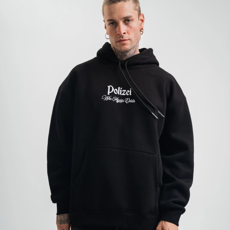 Üç İplik Kapşonlu Dijital Patchli SweatShirt - Siyah -